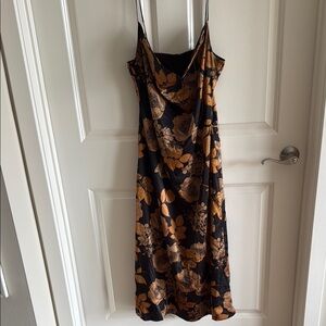 Lulu's Black and Gold Floral Midi Dress
